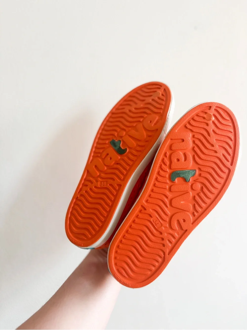 Native Kids Slip-On Water Shoes in Bright Orange with White Toe